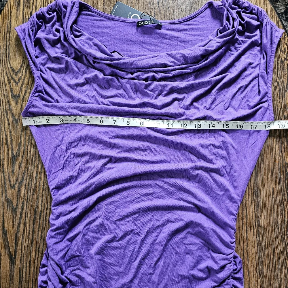 OUGES Purple Scoop Neck Sleeveless Ruched Casual … - image 7